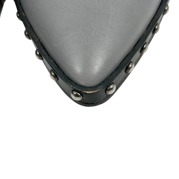 Jenni Kayne Gray Studded Leather Slip On Mule Shoes - Picture 9 of 14